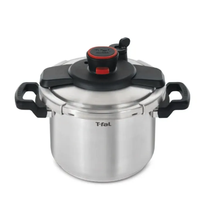 Clipso Stainless Steel, Induction Compatible Cookware, 6.3 Quart Pressure Cooker, Silver