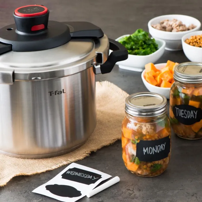 Clipso Stainless Steel, Induction Compatible Cookware, 6.3 Quart Pressure Cooker, Silver