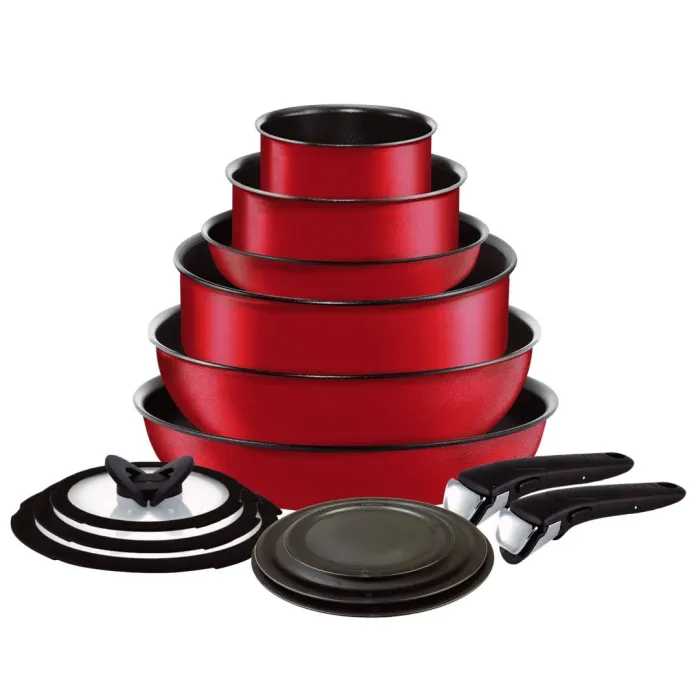 Ingenio Expertise 14 Piece Nonstick Cookware Set, Cherry Red