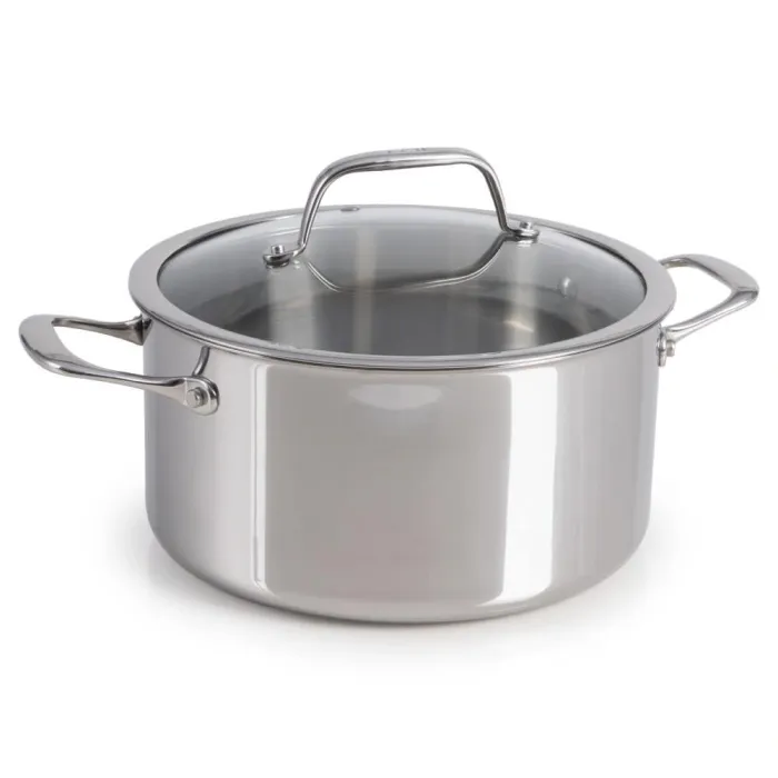Pro Tri-Ply Stainless Steel Cookware, 6 Quart Dutch Oven with Lid, Silver