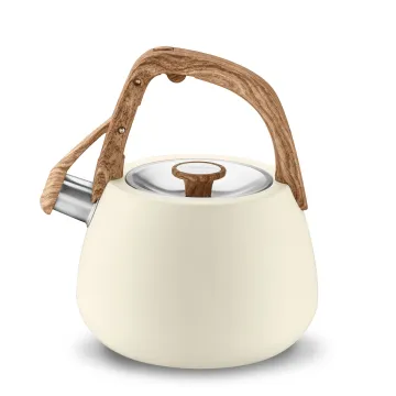 2 Qt. Cream Stainless Steel Tea Kettle