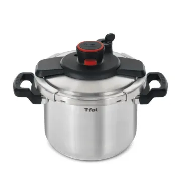Clipso Stainless Steel, Induction Compatible Cookware, 6.3 Quart Pressure Cooker, Silver