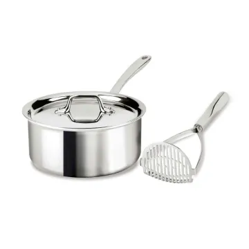 D3 Stainless Everyday 3-ply Bonded 3 quart Sauce Pan with Lid & Potato Masher, 2 piece Set