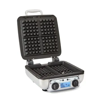 Gourmet Stainless Steel Digital Waffle Maker with Removable Plates; 4 slice