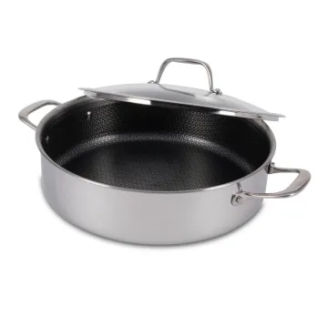 HybridMesh Stainless Steel Cookware Collection, 6 Quart Shallow Pan With Lid, Silver