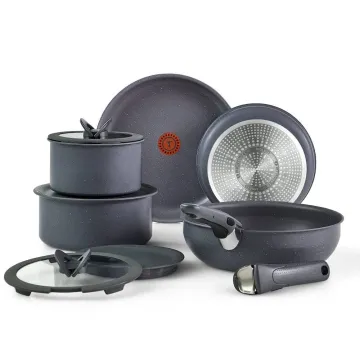 Ingenio Essentials Nonstick, 11 Piece Pots and Pans Cookware Set, Induction Compatible, Grey Granite