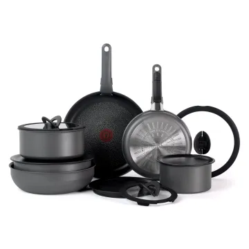 Ingenio Expertise 14 Piece Nonstick Cookware Set, Smoke Grey