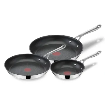 Jamie Oliver by T-fal Cooks Direct Stainless Steel, 8 Inch, 9.5 Inch and 11 inch Frypan Set