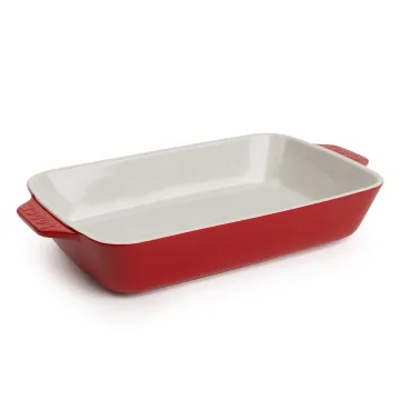 Large Stoneware Casserole Dish, 13 x 9 Inch - Cherry Red
