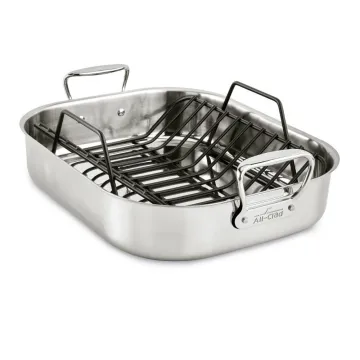 Specialty Cookware, Stainless Steel Large Roaster with rack, 13 x 16 inch