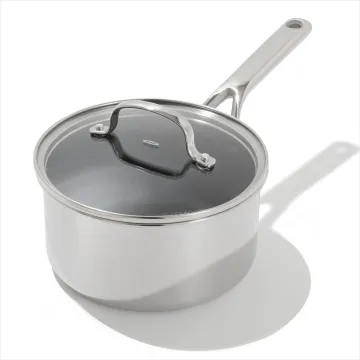 Trident Hybrid Non-Stick Stainless Steel 2.5 Qt Saucepan with Lid 