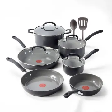 Ultimate Hard Anodized Ceramic; 12 Piece Cookware Set; Black