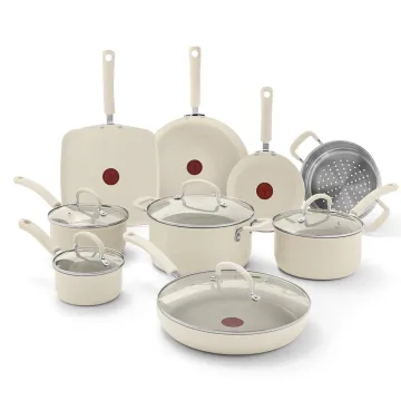 Ultimate Nonstick, 14 Piece Cookware Set, Cream